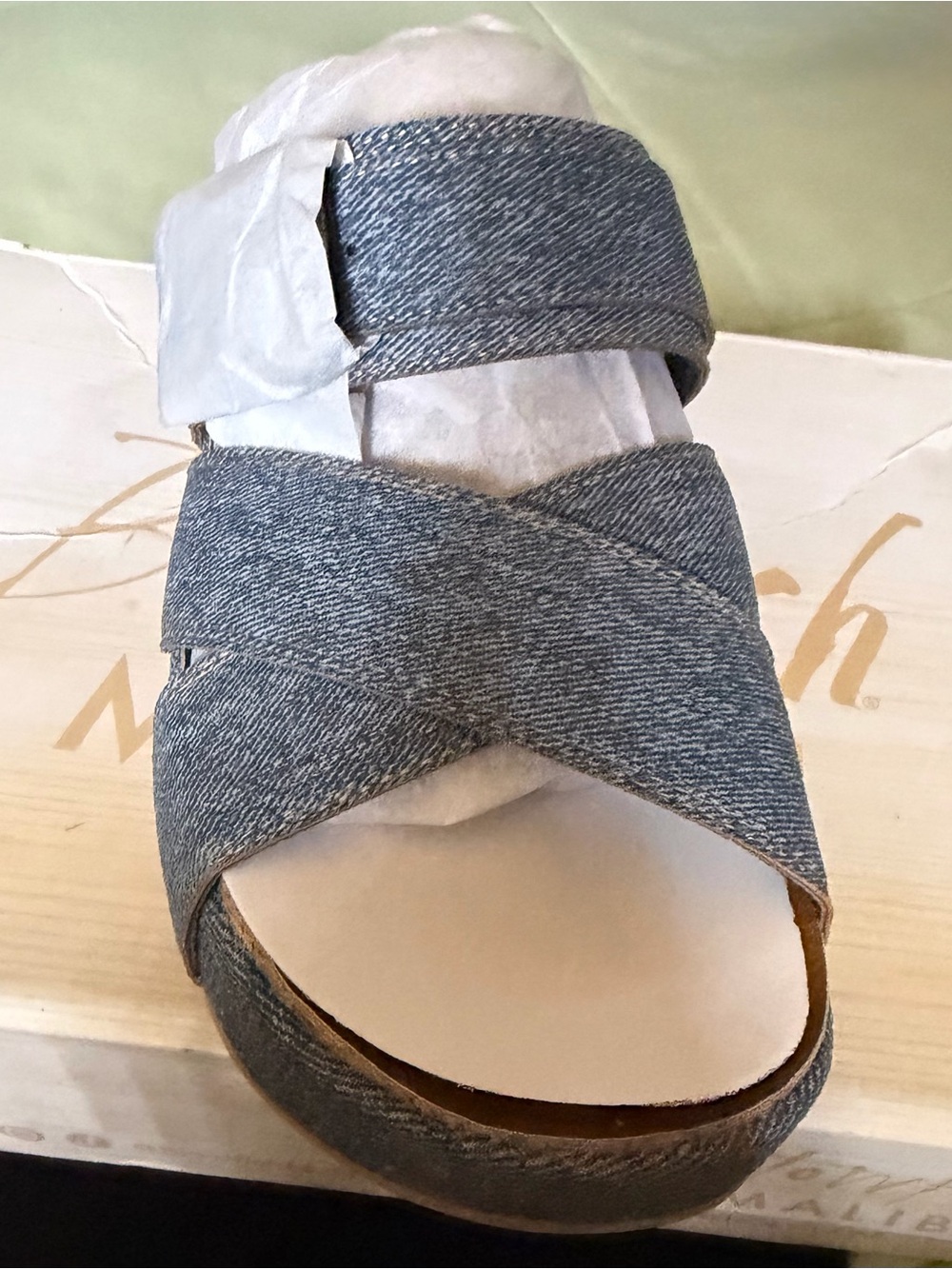 Blowfish Denim-Style Crisscross Strap Sandal in Blue